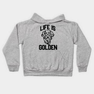 Cute Dogs Life Is Golden, Golden Retriever Kids Hoodie